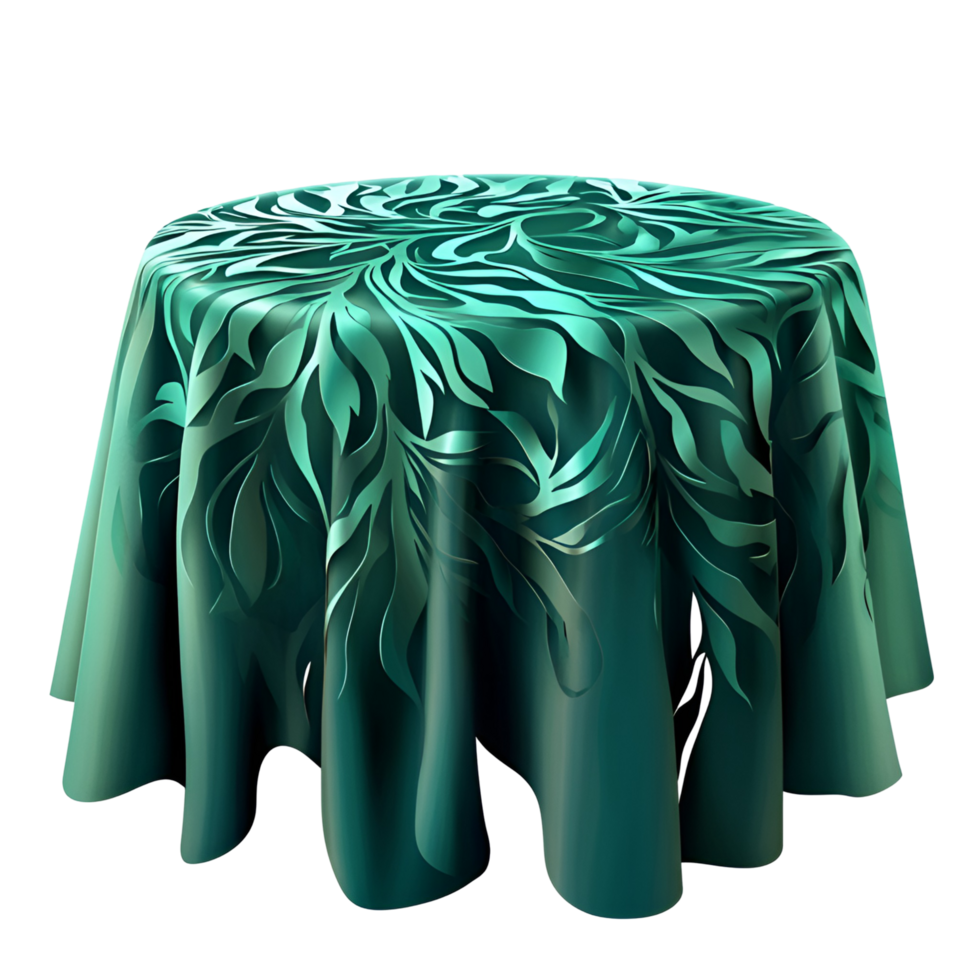Elegant Tablecloth With Green Leaves Transparent Background png