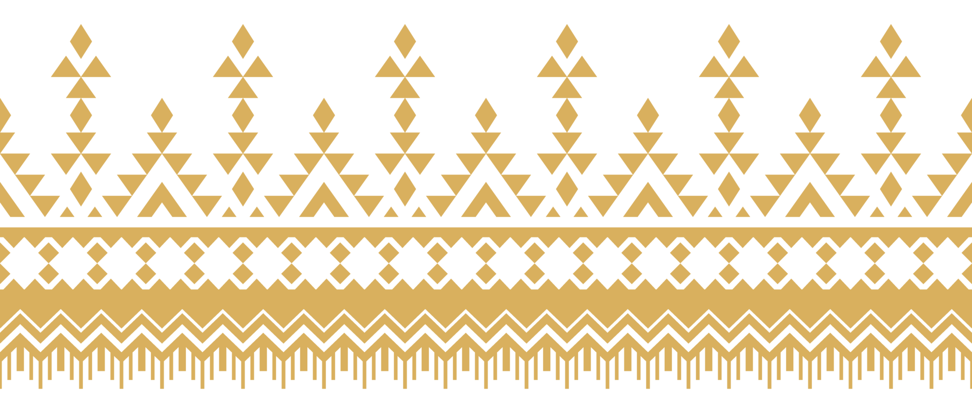 Gold Ethnic Border with Geometric Aztec Stripe for Textile and Fabric. png