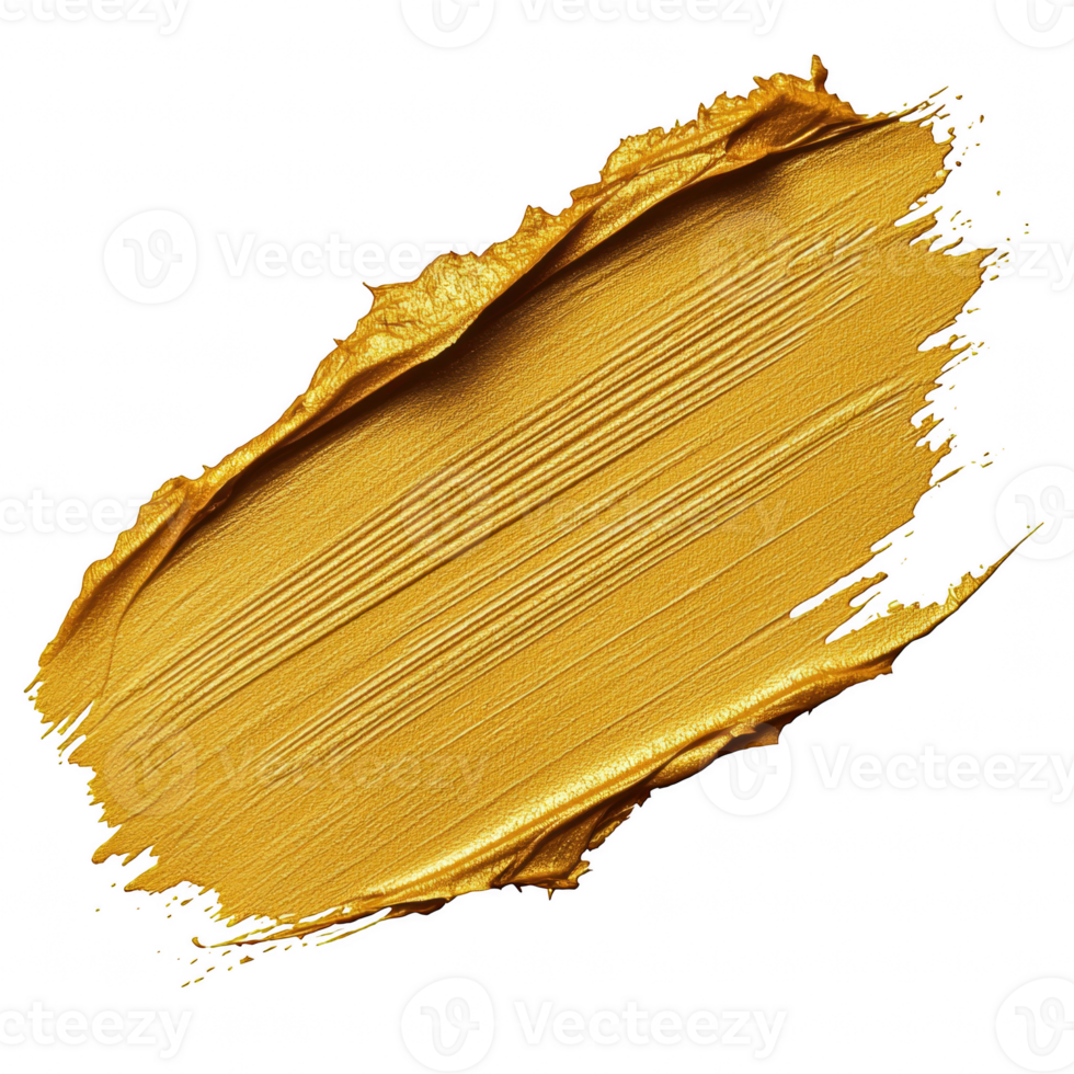 vibrant gold paint stroke transparency background, showcasing rich texture and shimmering finish that evokes sense of luxury and creativity. This artistic element can enhance various design png