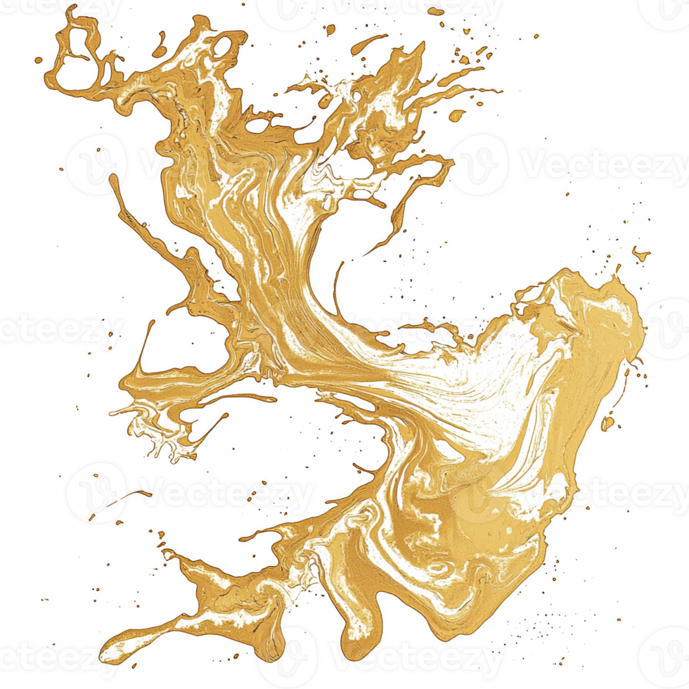 Golden abstract art with swirling patterns and textures, creating dynamic and elegant visual effect. interplay of gold and white evokes sense of luxury and creativity png