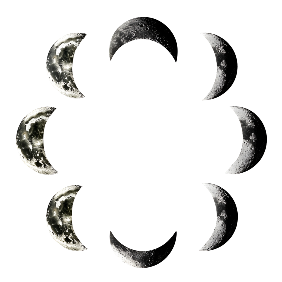 Waxing And Waning Moon Phases Transparent Background png