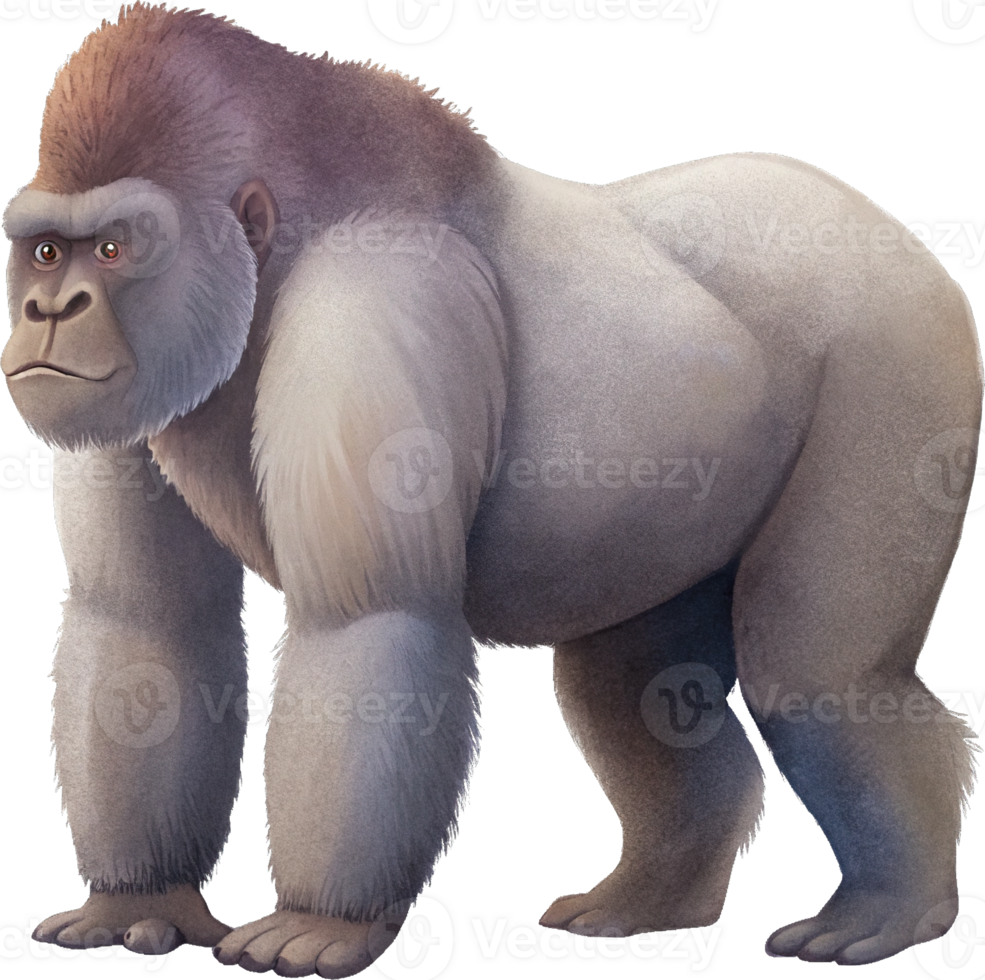 Cute Hand Drawn Watercolor illustration and Transparent of a Chubby Golila png