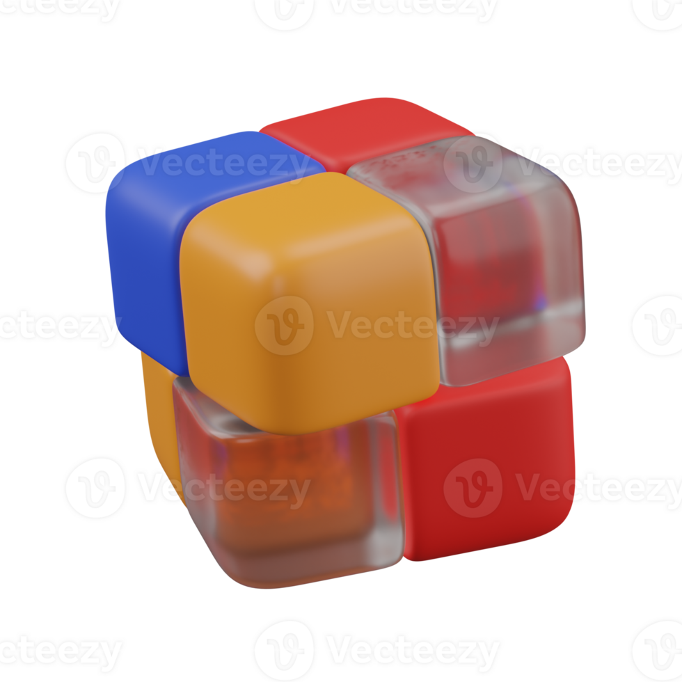 3d render two by two Rubik's Cube Puzzle icon png