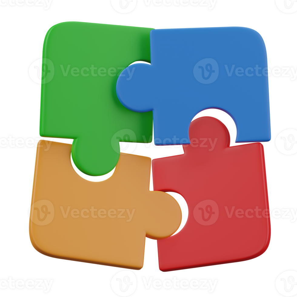 3d render colorfull Jigsaw illustration png