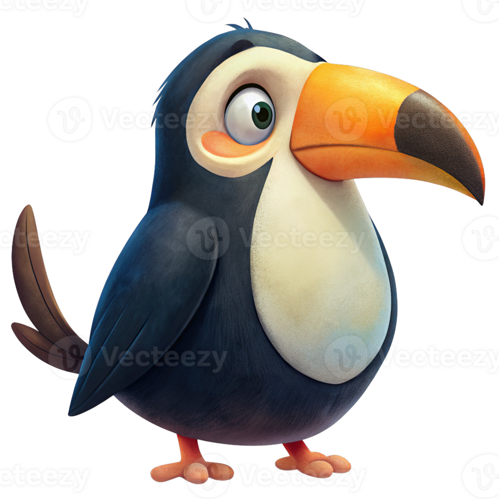 Cute Hand Drawn Watercolor illustration and Transparent of a Chubby Hornbill png