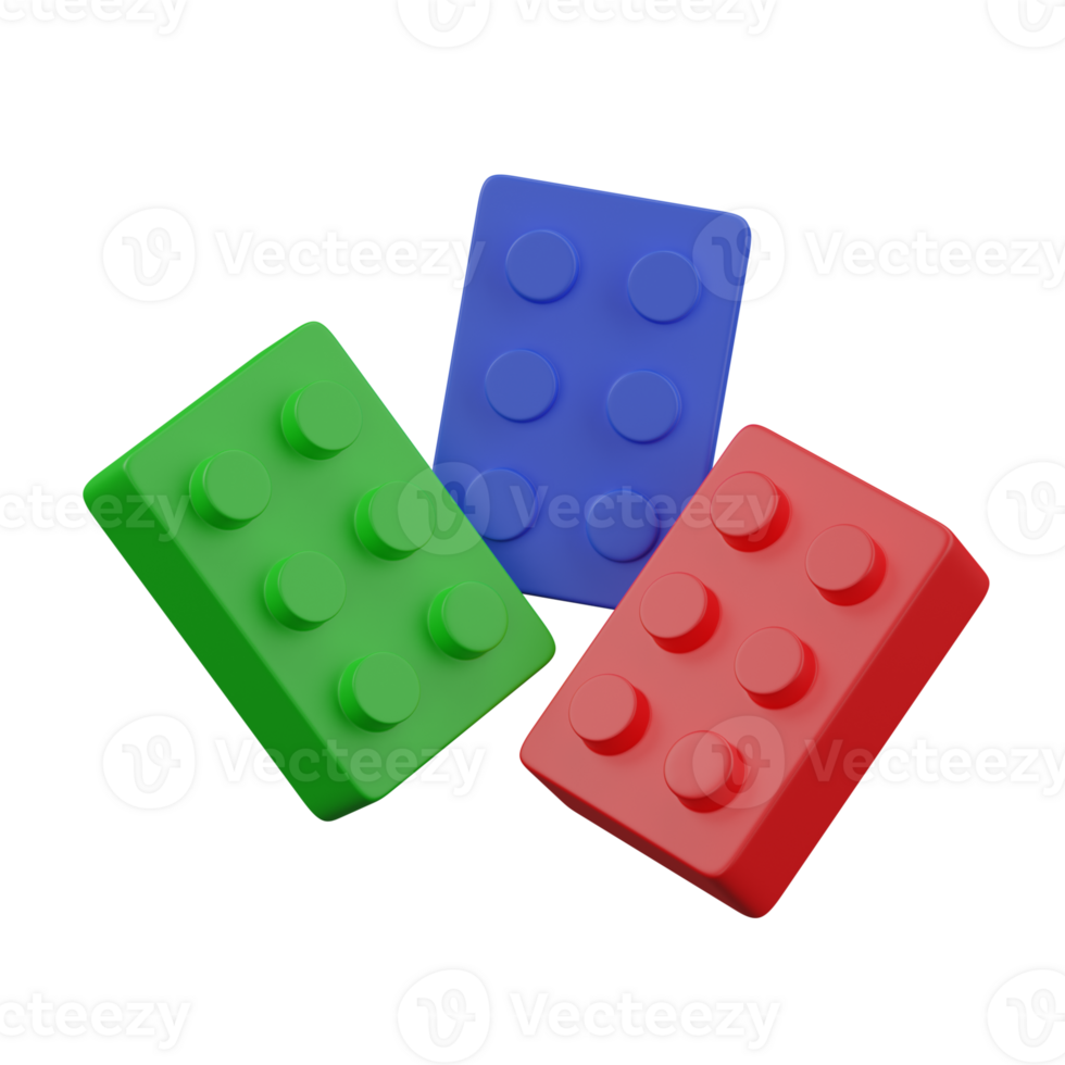 3D Render Colorful Lego Blocks illustration png