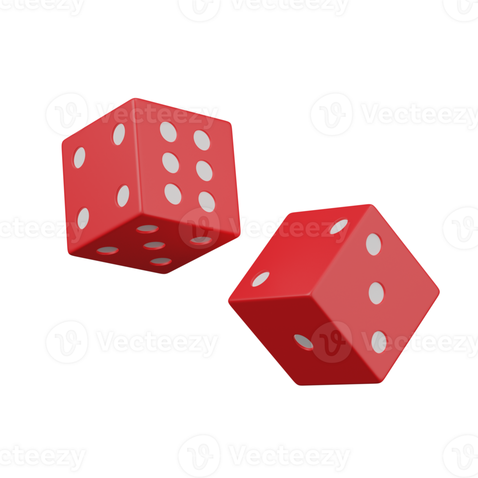 3d render two red dices illustration png
