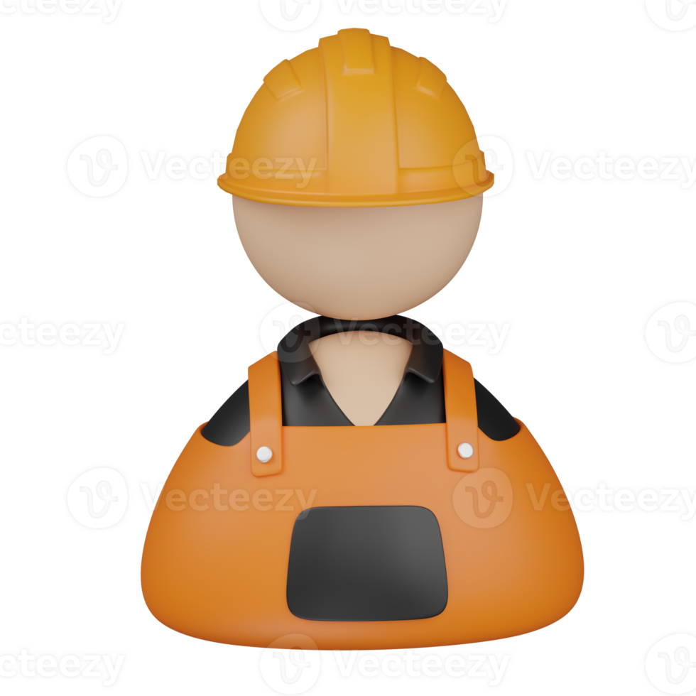 3d render construction worker illustration png