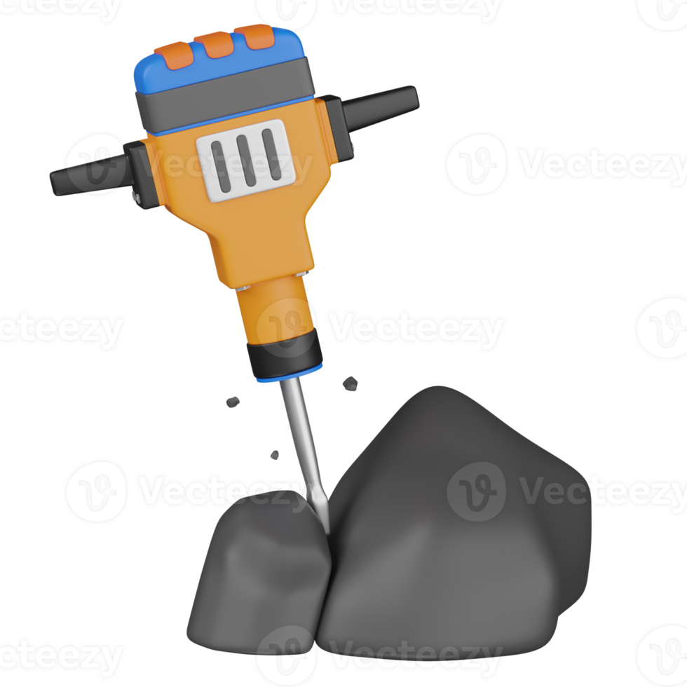 3d render drilling with drilling machine illustration png
