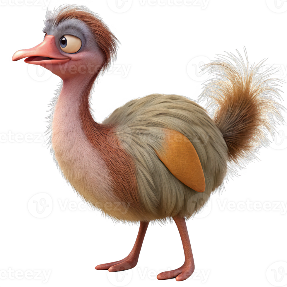 Cute Hand Drawn Watercolor illustration and Transparent of a Chubby Ostrich png