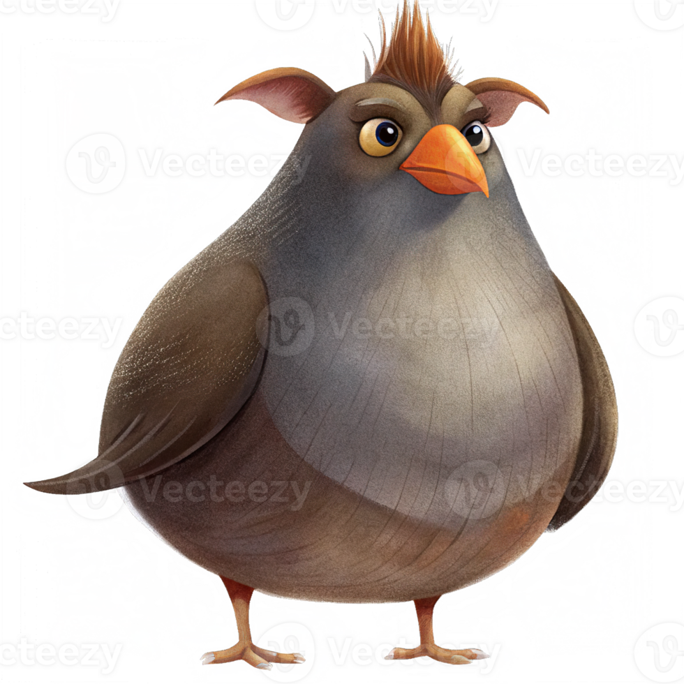 Cute Hand Drawn Watercolor illustration and Transparent of a Chubby Emu png