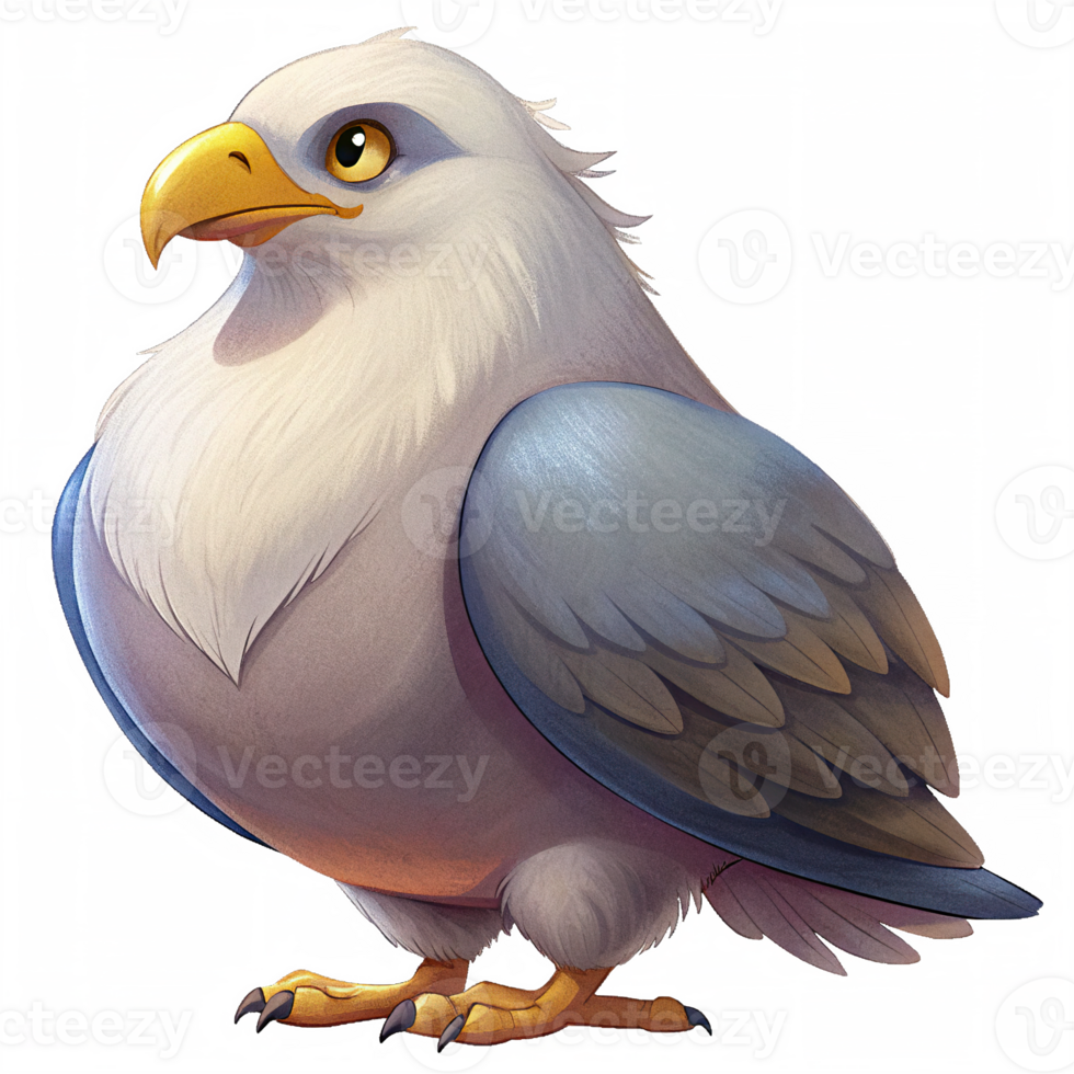 Cute Hand Drawn Watercolor illustration and Transparent of a Chubby Eagle png
