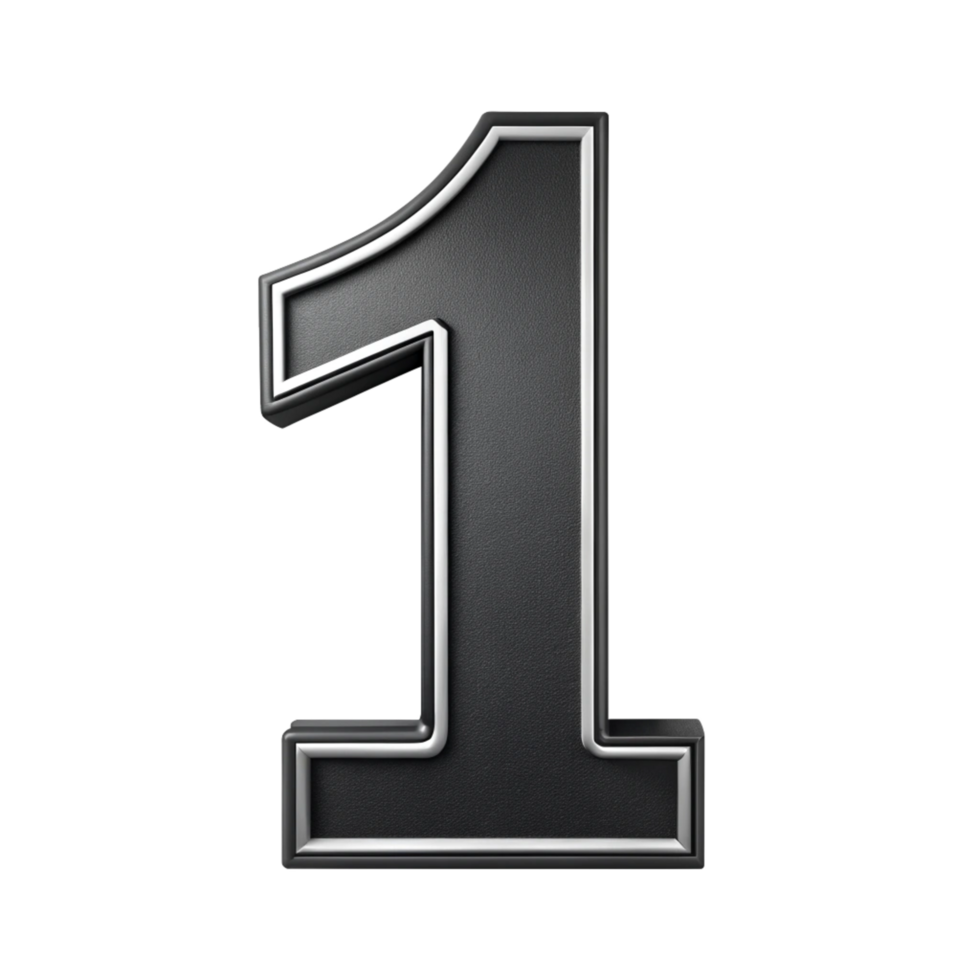 written number one in the black design with white background is isolated on transparent background png
