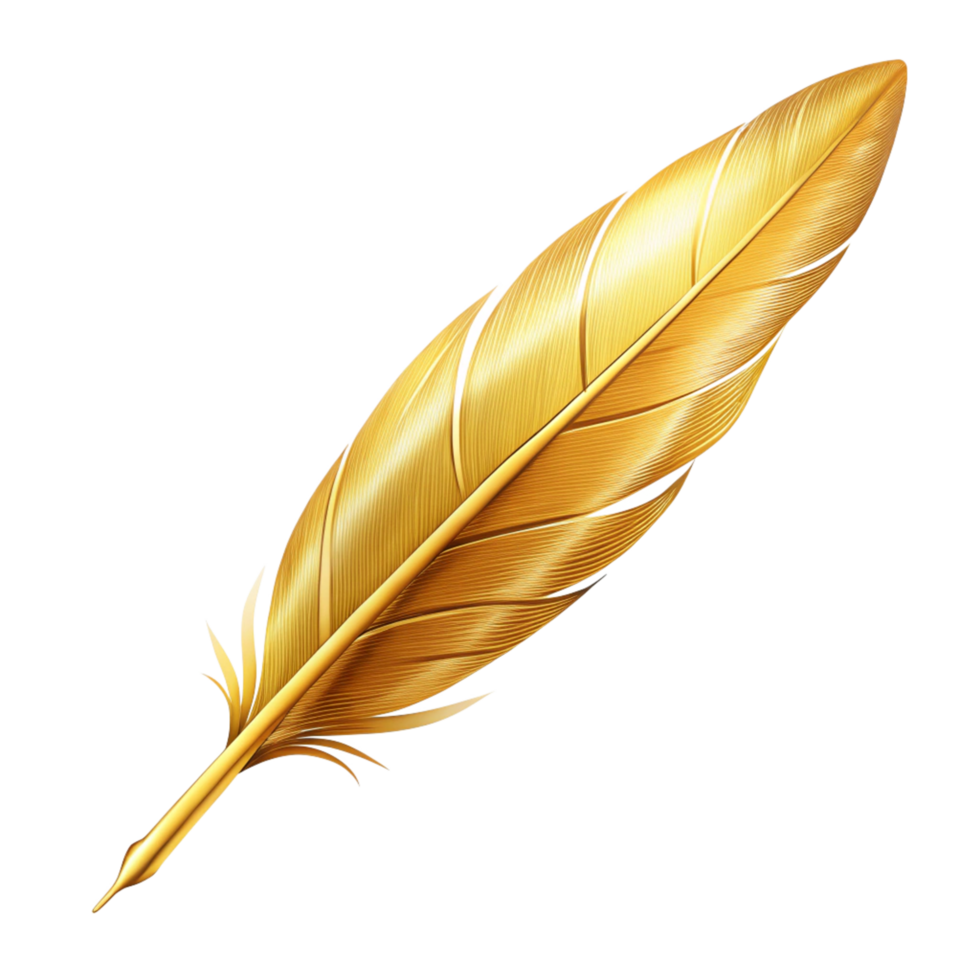 golden leaves pen is isolated on transparent background png