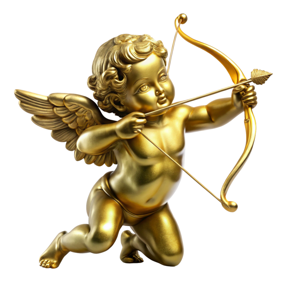 a white golden statue with a bow and arrow sculpture is isolated on transparent background png