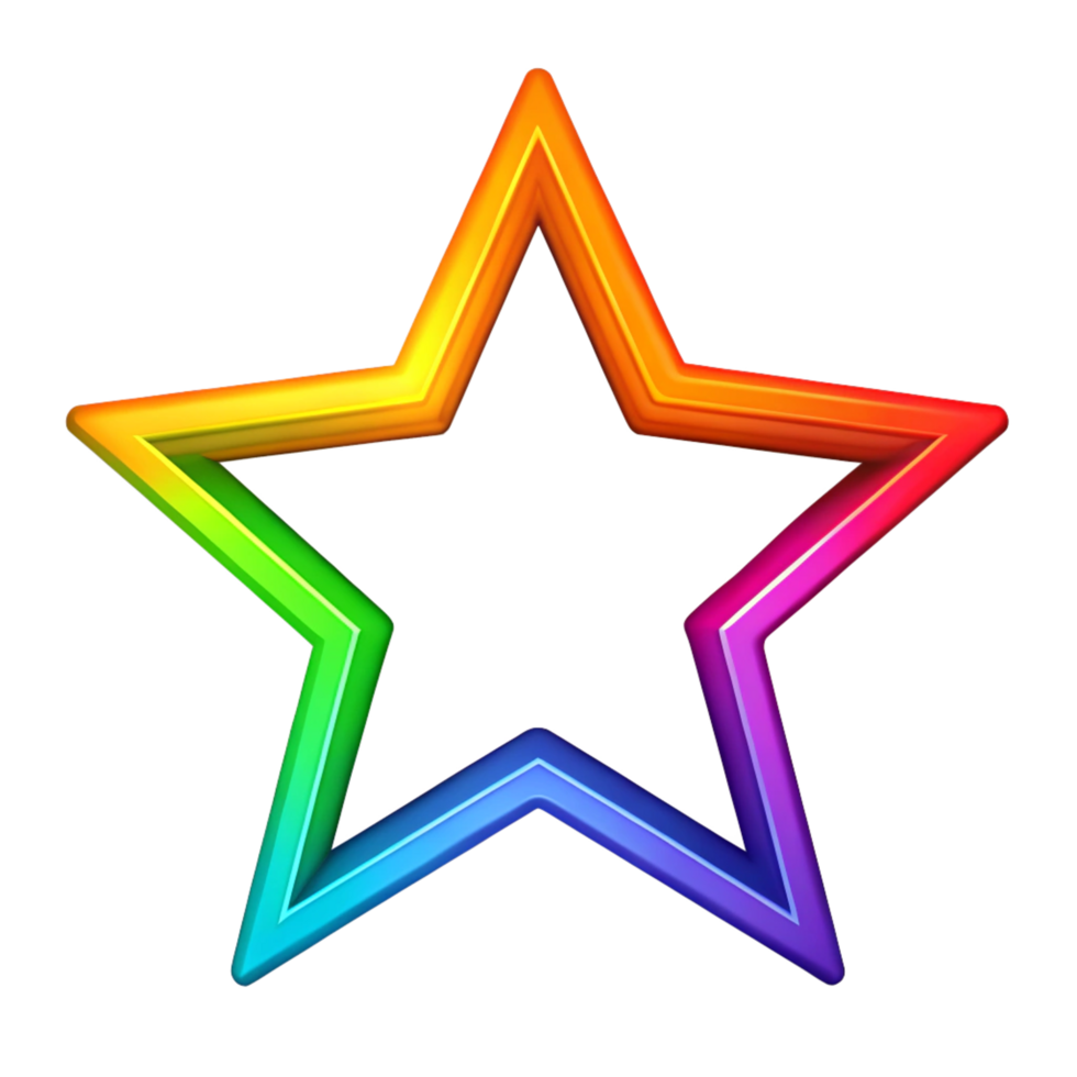 colourful 3d simple star is isolated on transparent background png
