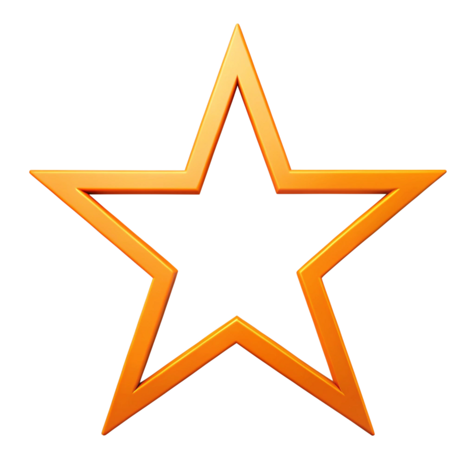 orange 3d simple star is isolated on transparent background png