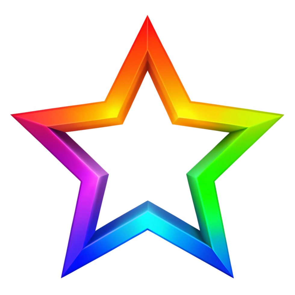 colourful simple star is isolated on transparent background png