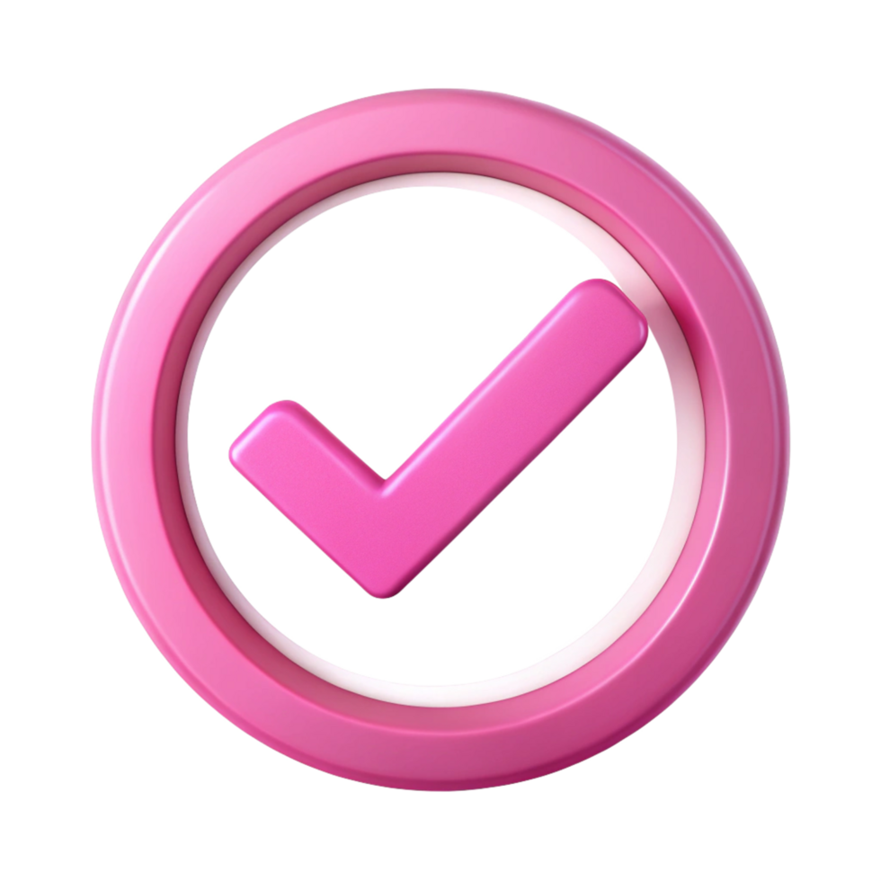 pink check mark in the circle is isolated on transparent background png