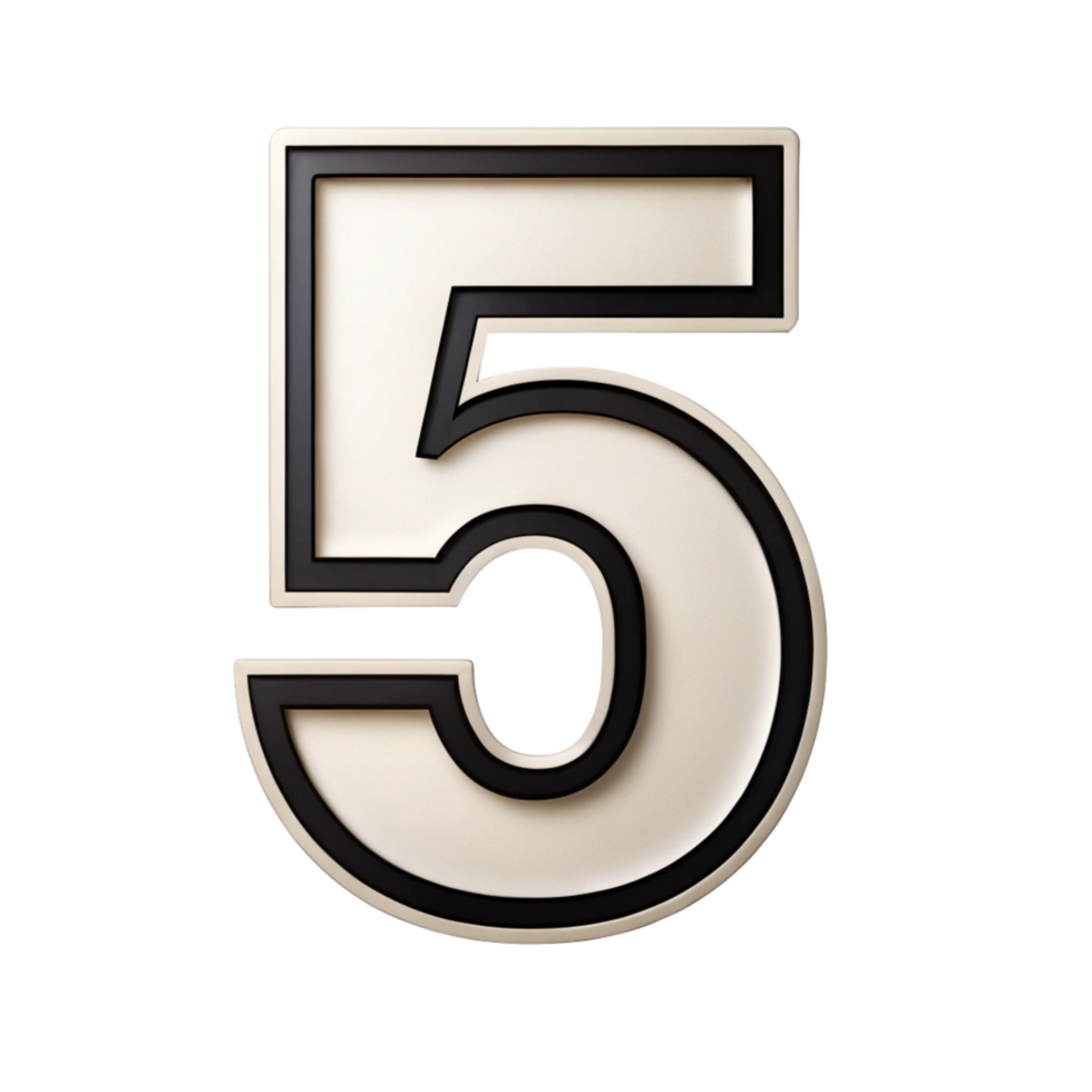 written number five in the black design with white background is isolated on transparent background png