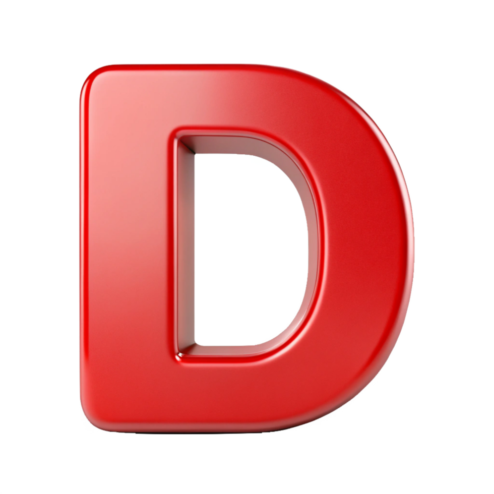 Alphabet D in the red design with white outline is isolated on transparent background png