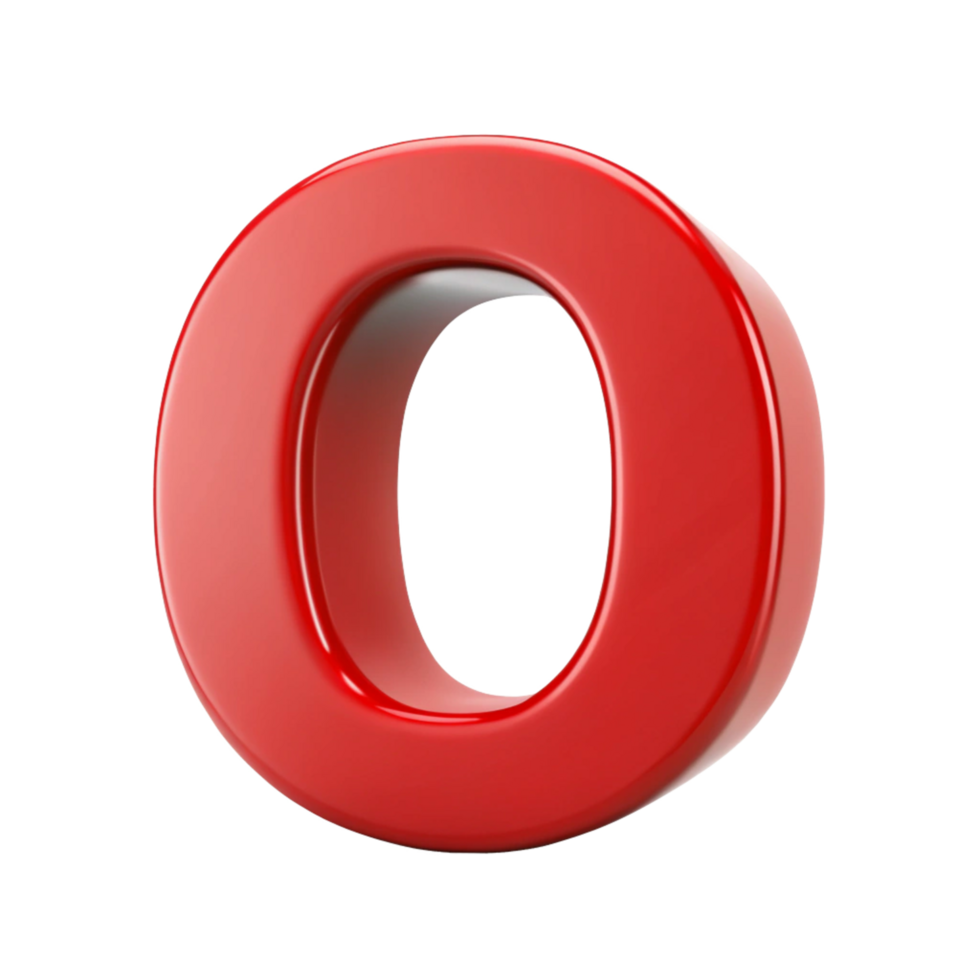 Alphabet O in the red design with white outline is isolated on transparent background png