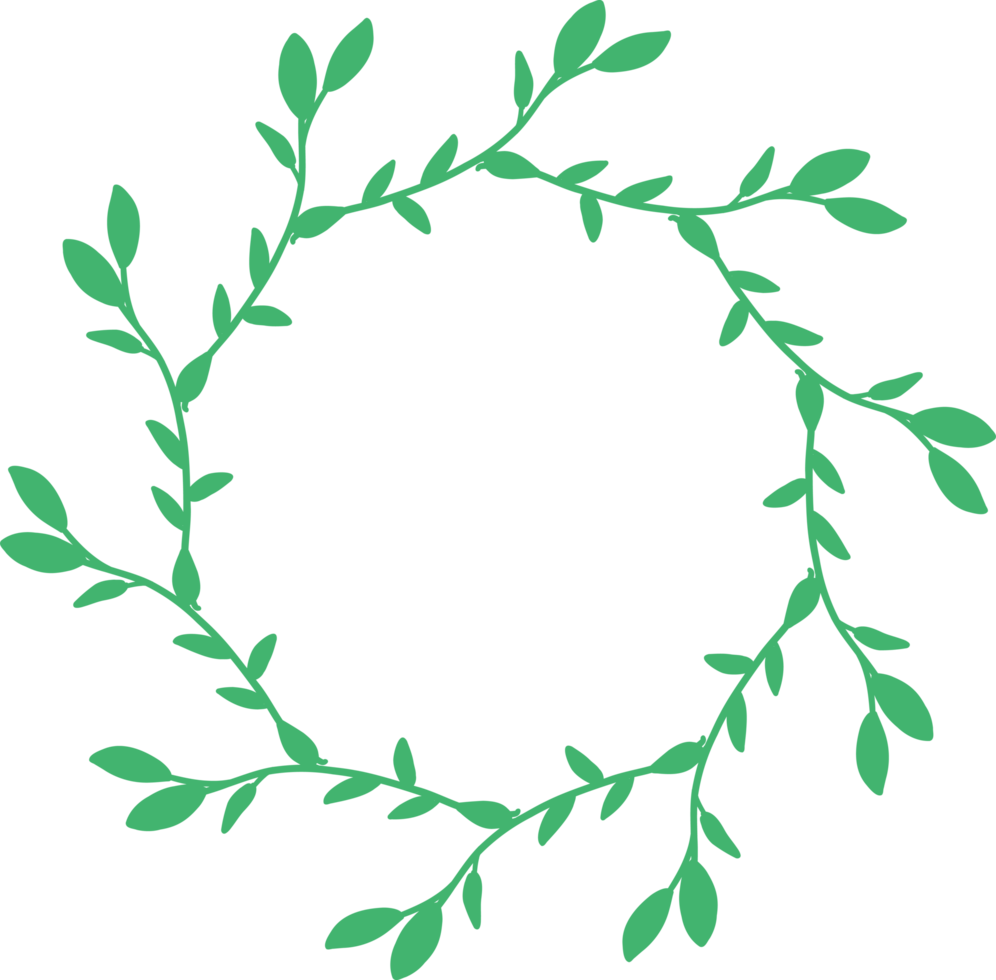 Circular green laurel foliate png