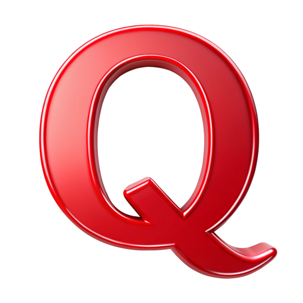 Alphabet Q in the red design with white outline is isolated on transparent background png