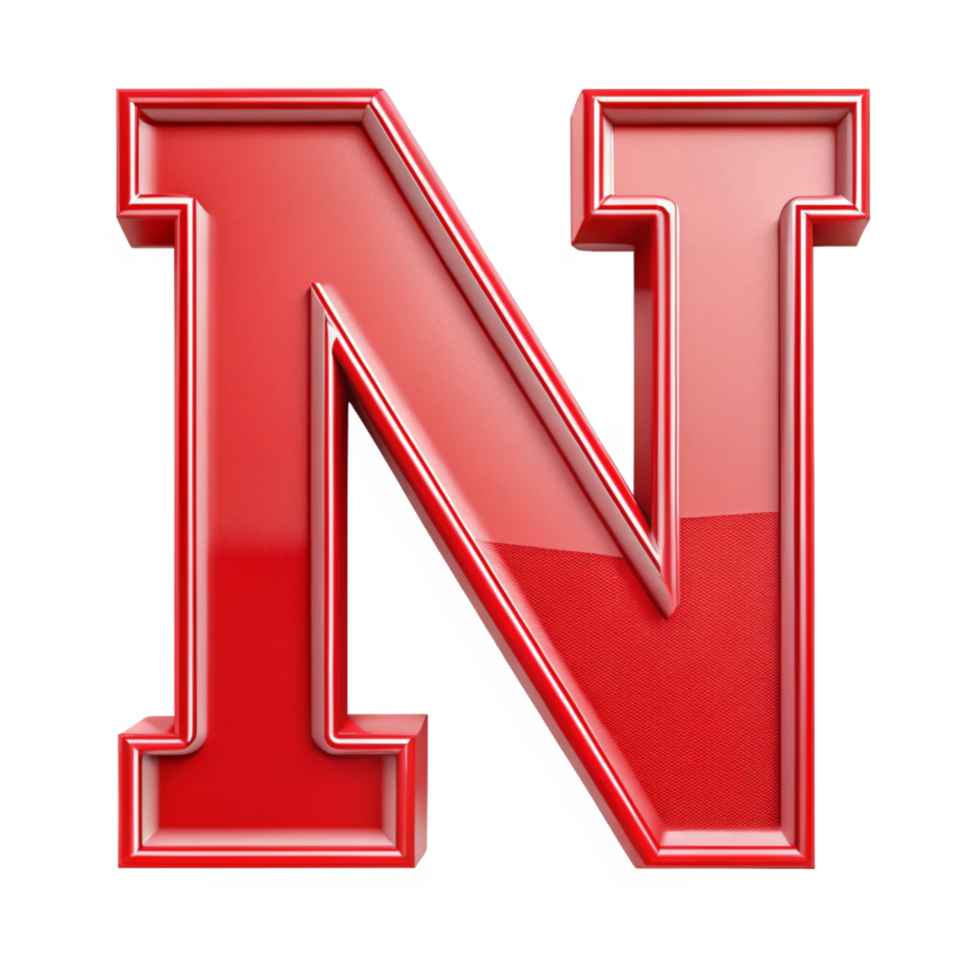 beautiful Alphabet N in the red design with white outline is isolated on transparent background png