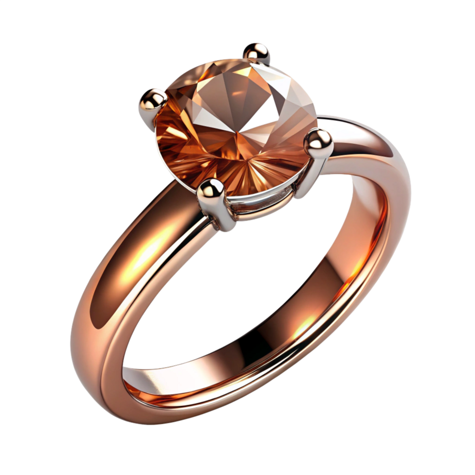 beautiful brown ring with 3d diamond is isolated on transparent background png