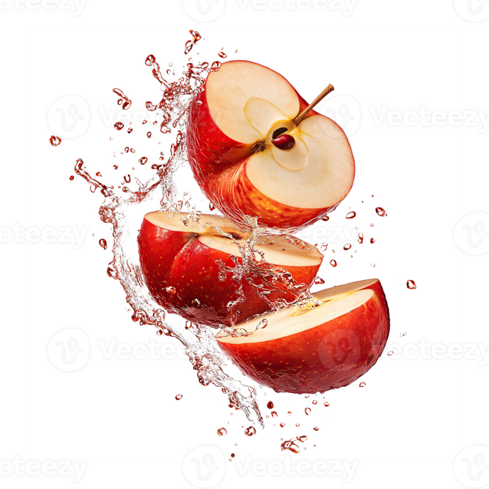 Apple in Stylish Water Splash Effect Isolated on Transparent Background png