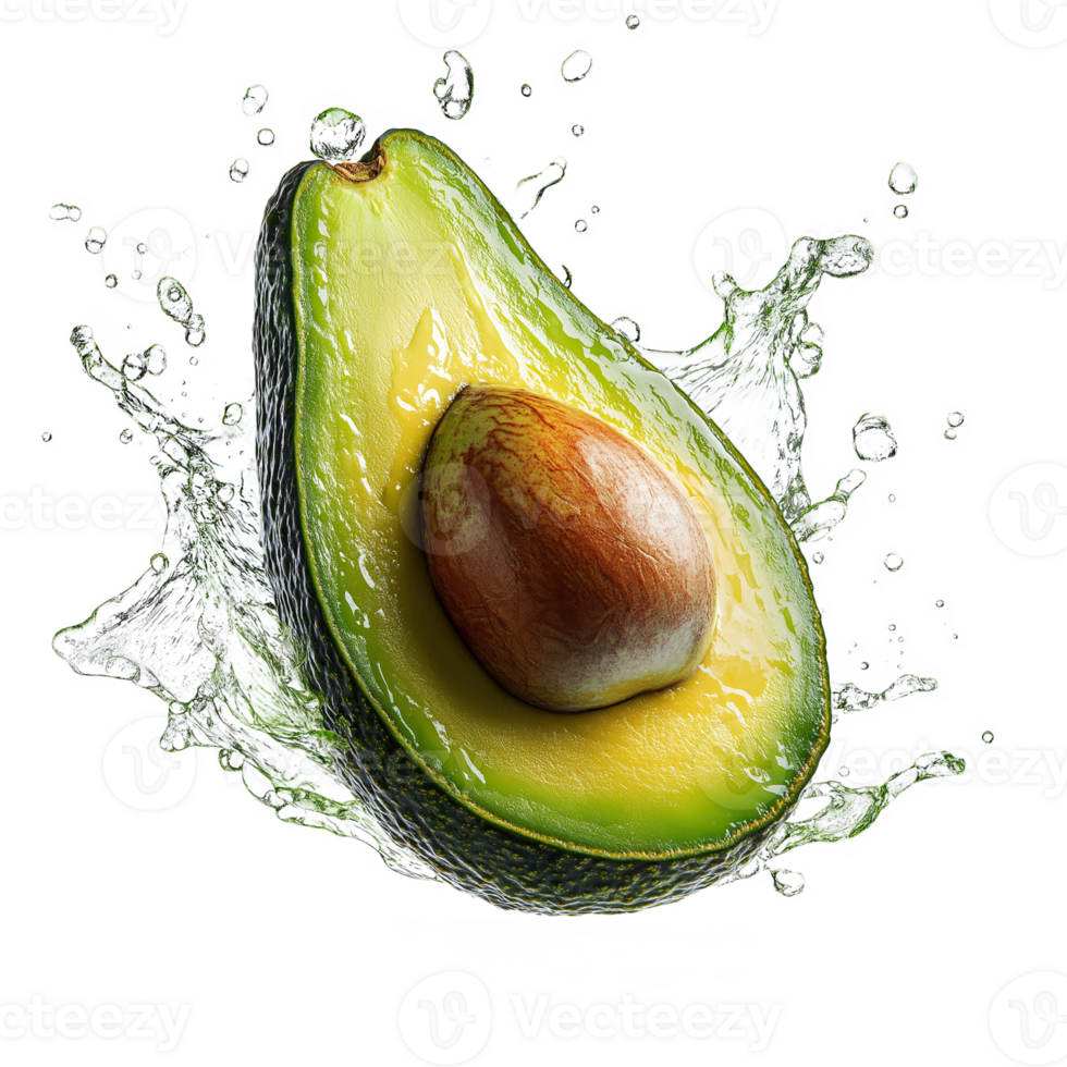 Avocado in Stylish Water Splash Effect Isolated on Transparent Background png