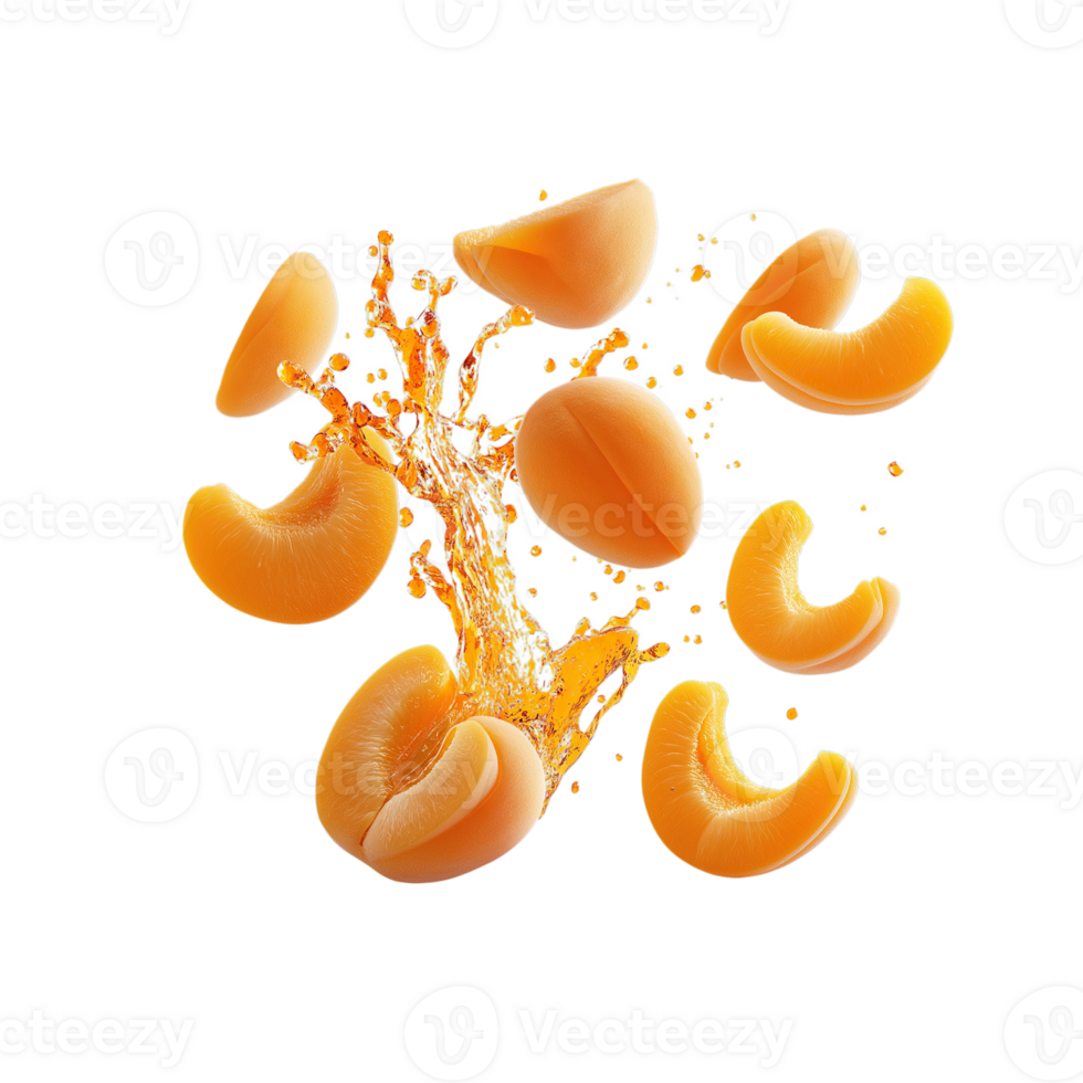 Apricots in Stylish Water Splash Effect Isolated on Transparent Background png