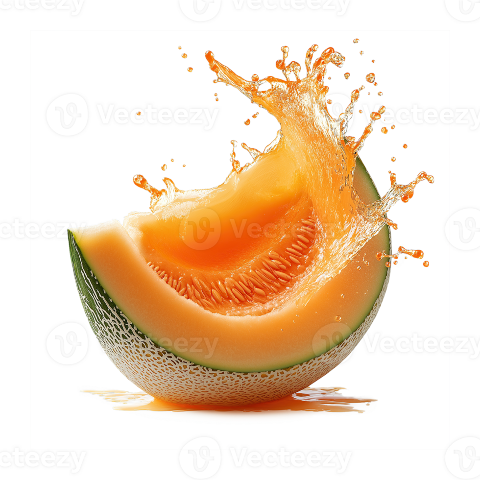 Cantaloupe in Stylish Water Splash Effect Isolated on Transparent Background png