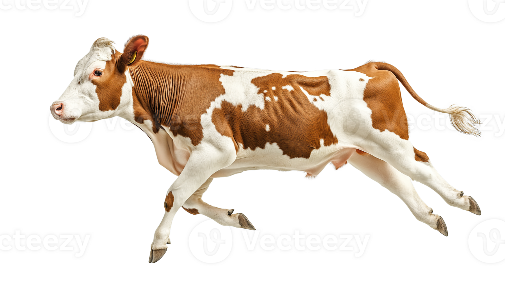 Leaping Cow in Motion. Transparent Background png