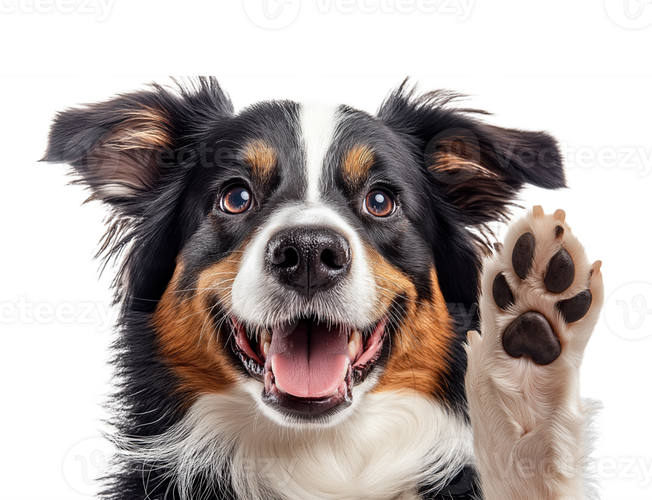 dog giving high five isolated on transparent background png