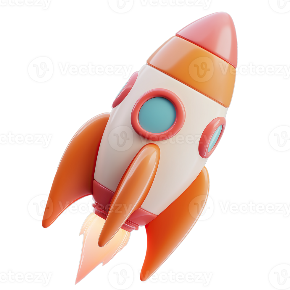 3d Rocket Isolated on Transparent Background png
