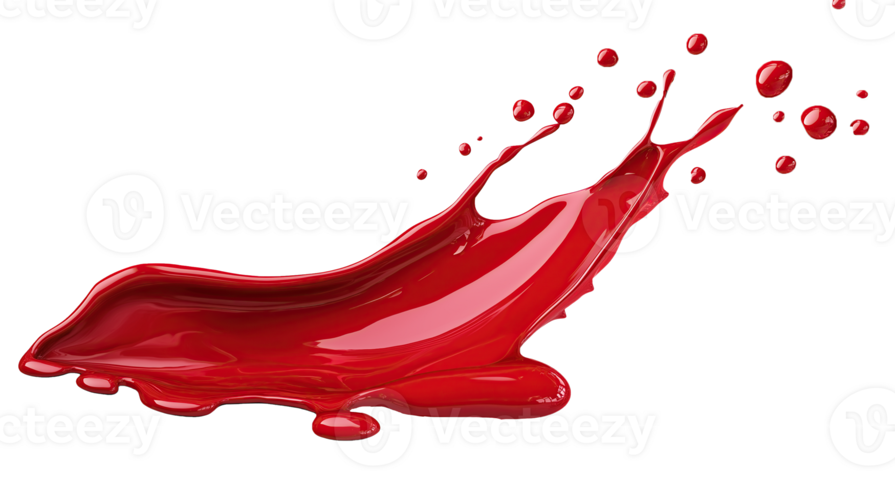 Realistic Red Liquid Splash - Glossy Paint. Blood or Syrup Effect, Isolated on transparent background png