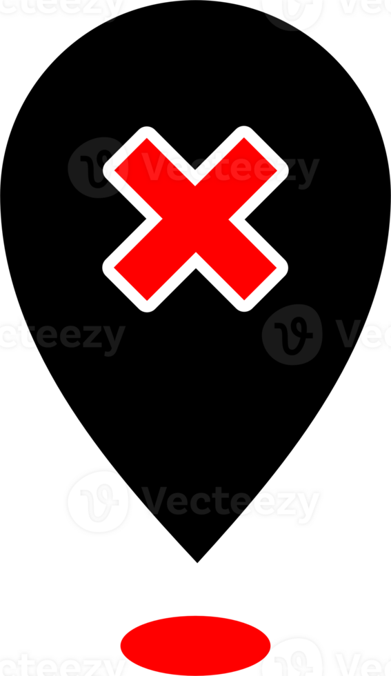 Map icon with block sign inside png