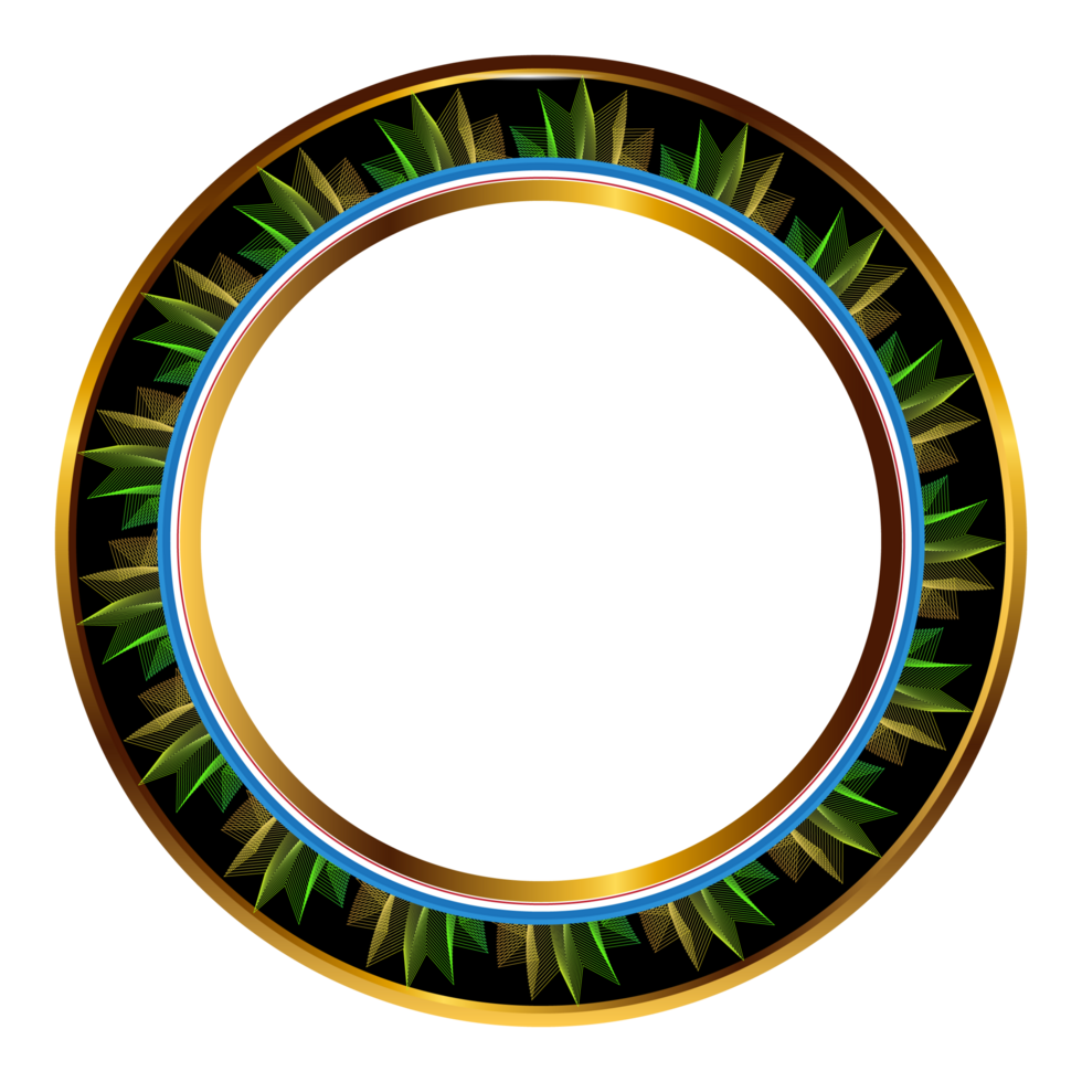 Luxury gold circle frame border design transparent background png
