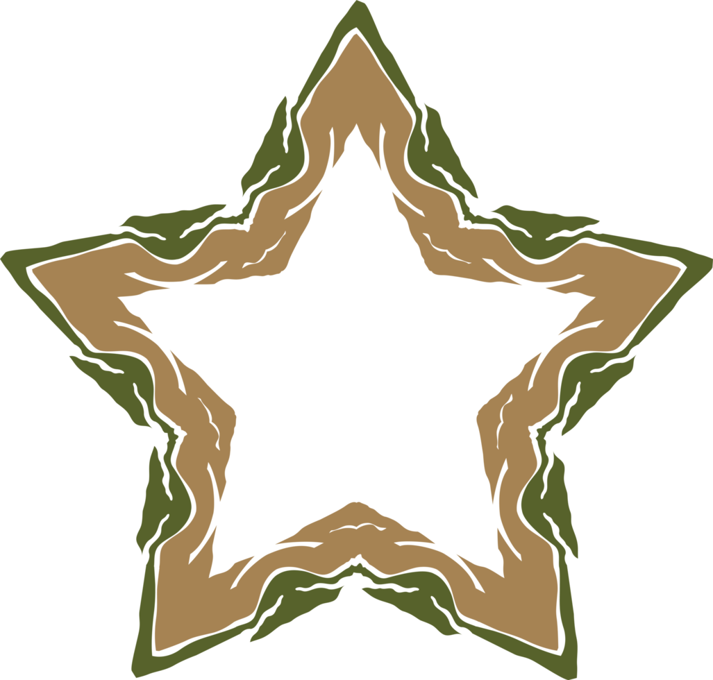 Abstract Star Design with Natural Brown and Green Patterns png