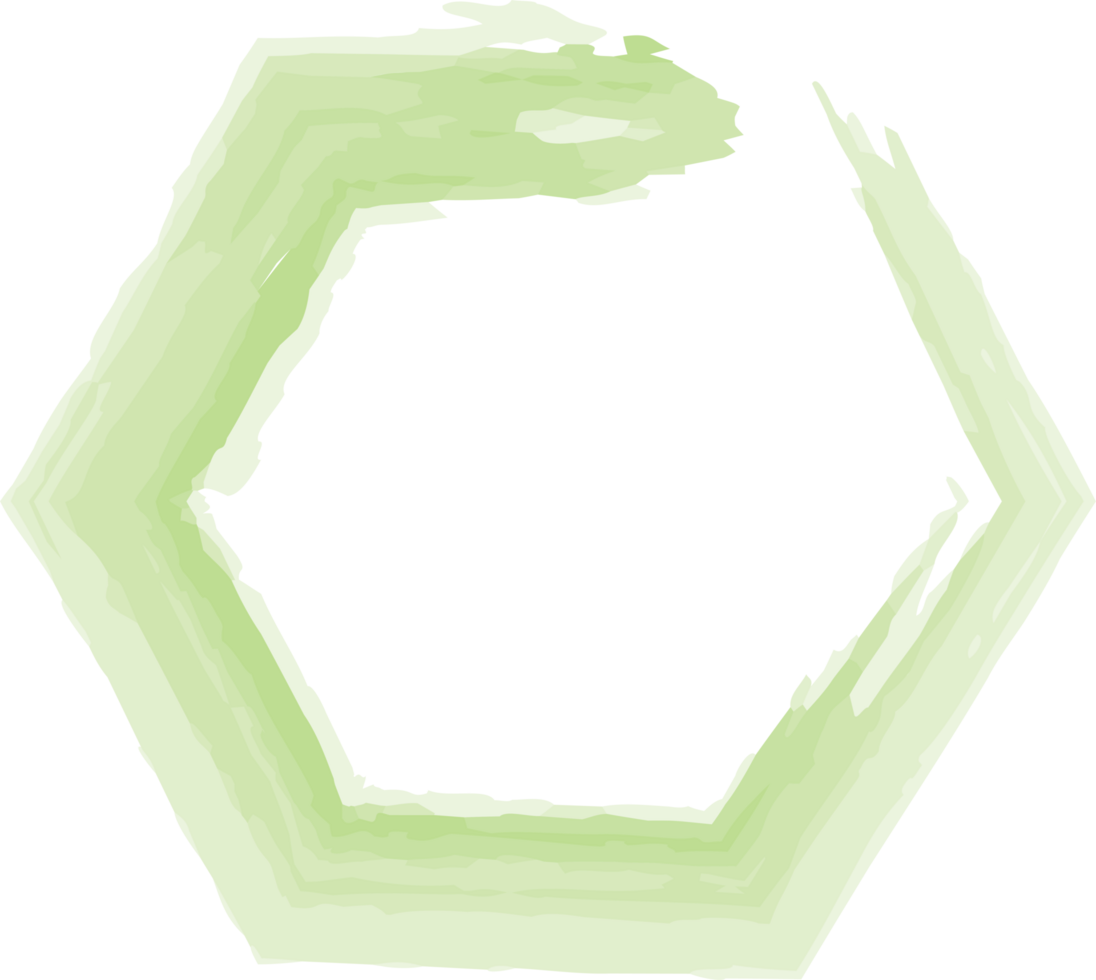 Green Hexagonal Watercolor Frame with Transparent Background for Creative Designs png