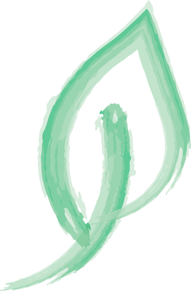 Artistic depiction of a green leaf representing nature, sustainability, and environmental mindfulness in a simple and elegant abstract design png