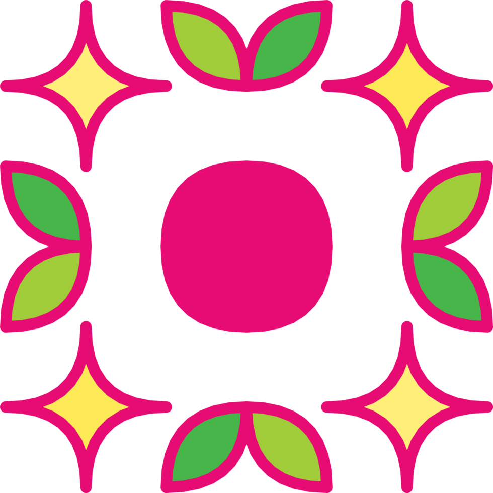 Colorful Geometric Pattern with Vibrant Shapes and Abstract Leaf Motifs png