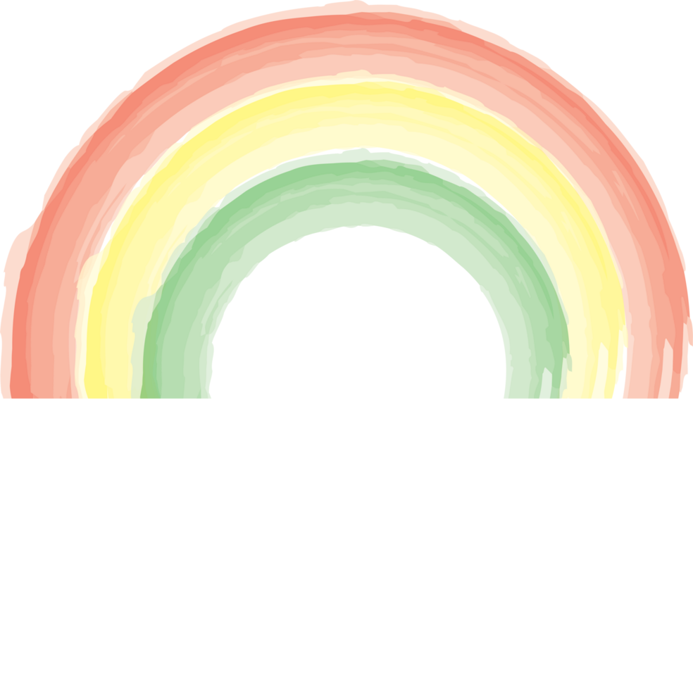 Minimal Rainbow Watercolor Painting with Soft Pastel Color Tones on White png