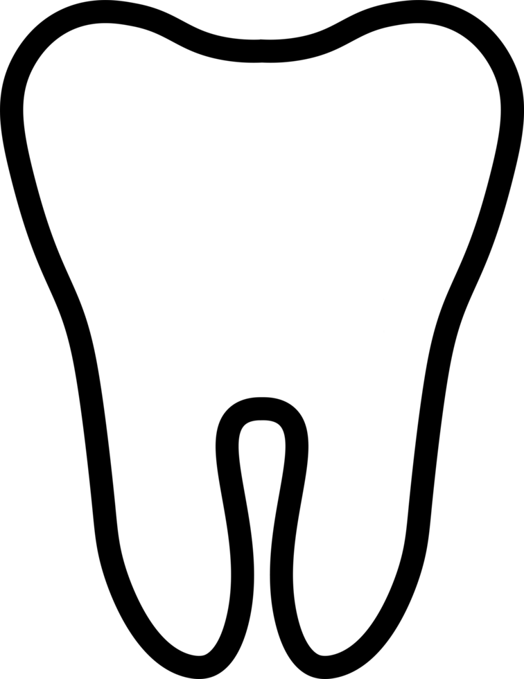 Black Outline of Tooth Symbol on Transparent Background png