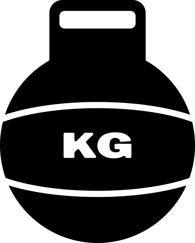 Black and white minimalist kettlebell icon emphasizing weightlifting, exercise, and physical fitness concepts. Perfect for gym-related graphics or fitness program representations png