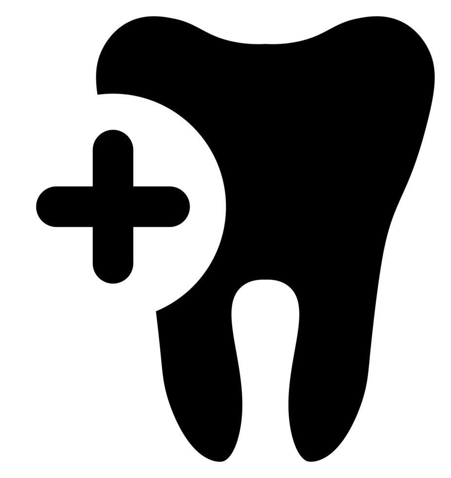 Dental Health Icon Featuring Tooth Silhouette with Medical Cross png