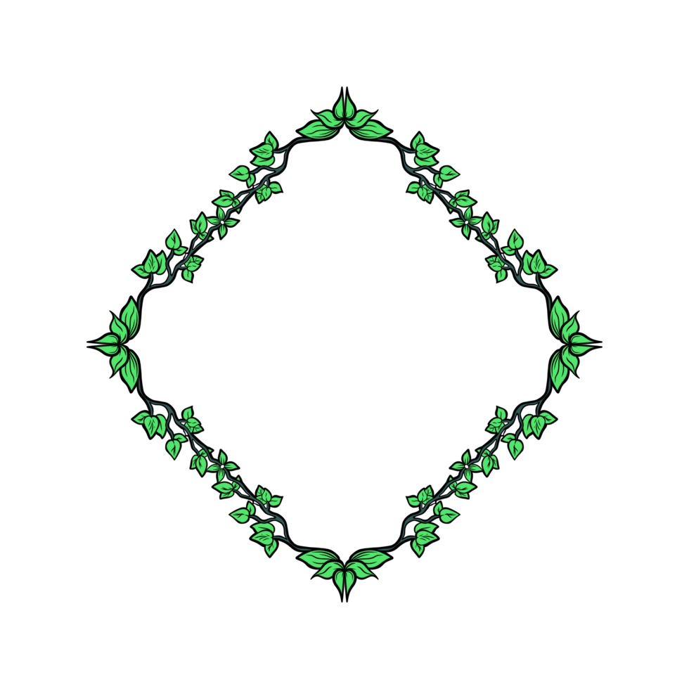 A square frame with green leaves on it png