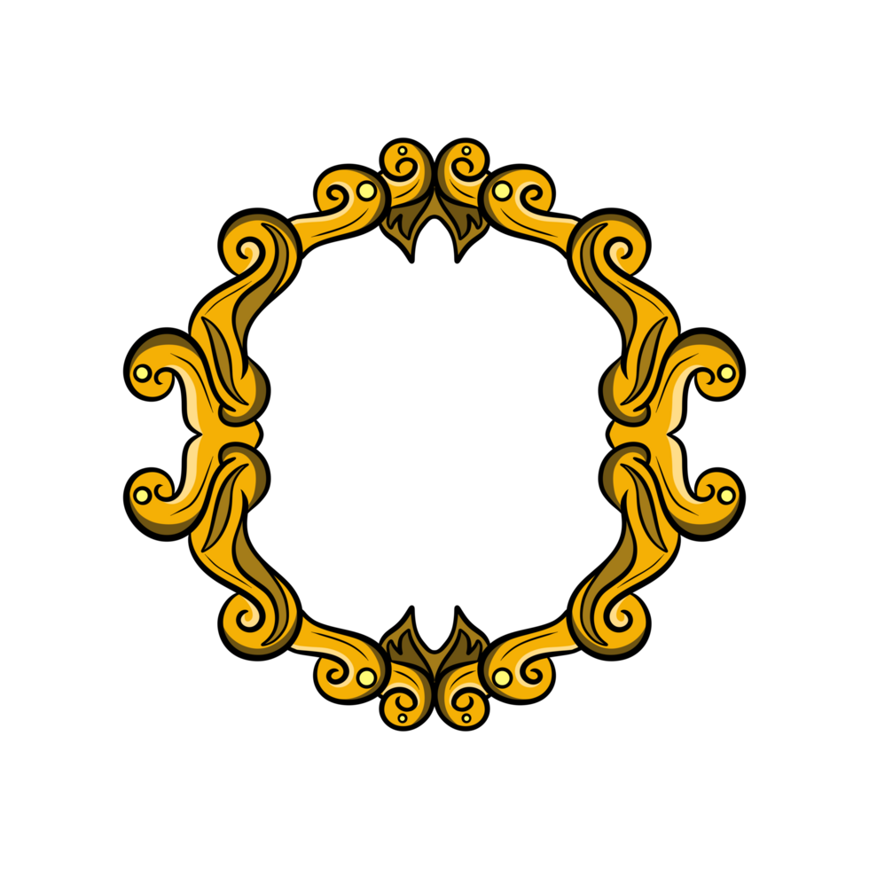 golden frame with swirls on transparent background png